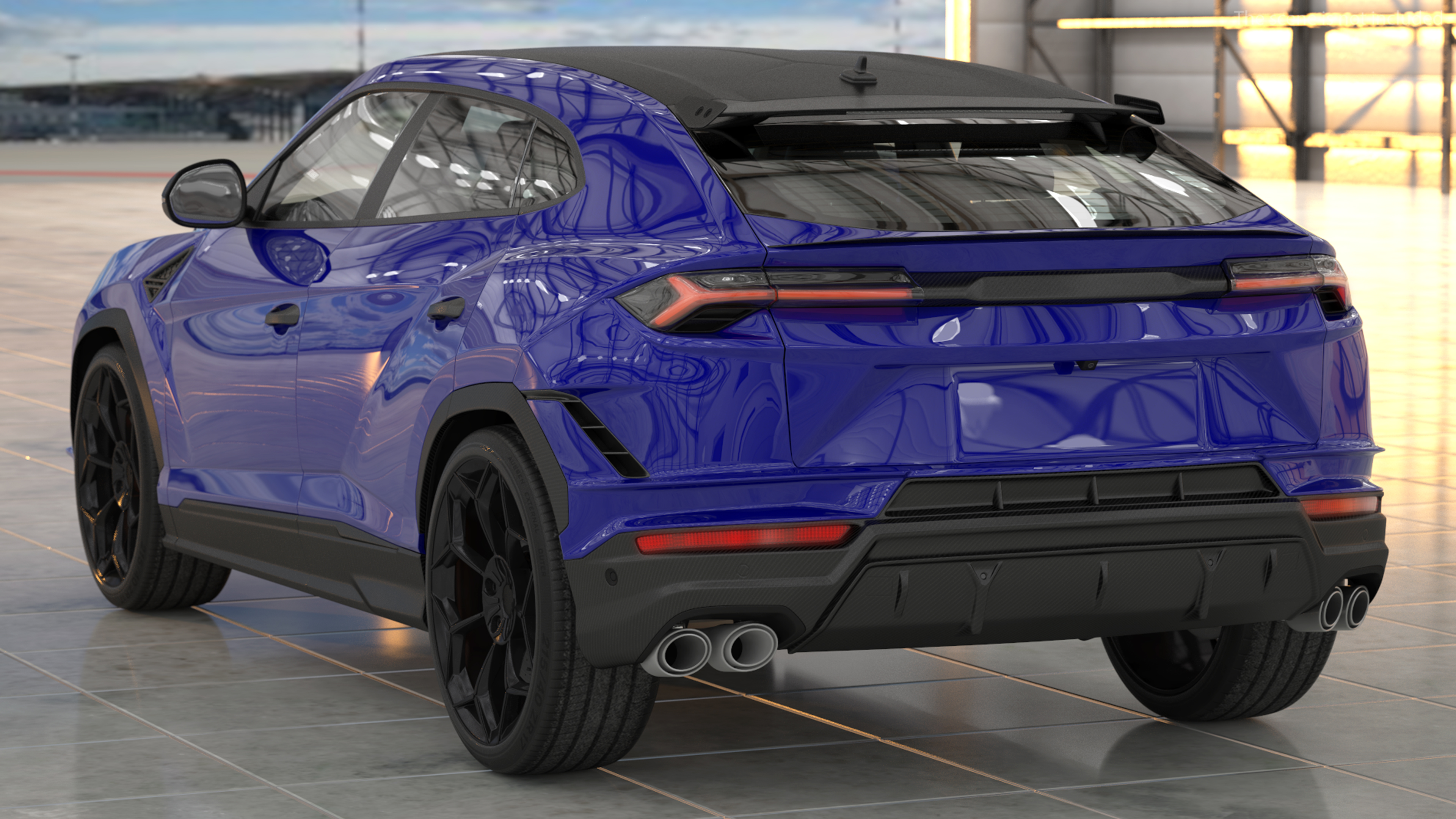 3D Super Luxury SUV Lights ON Rigged model