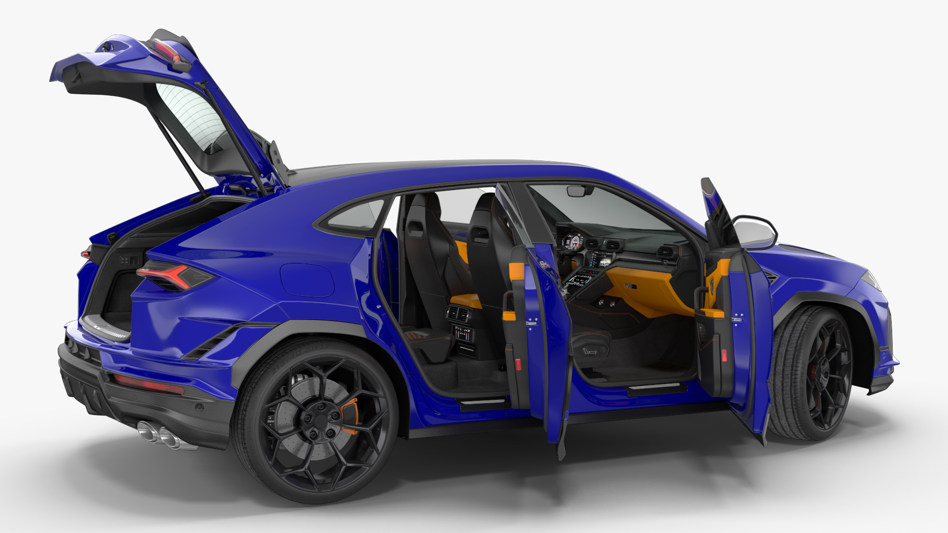3D Super Luxury SUV Lights ON Rigged model
