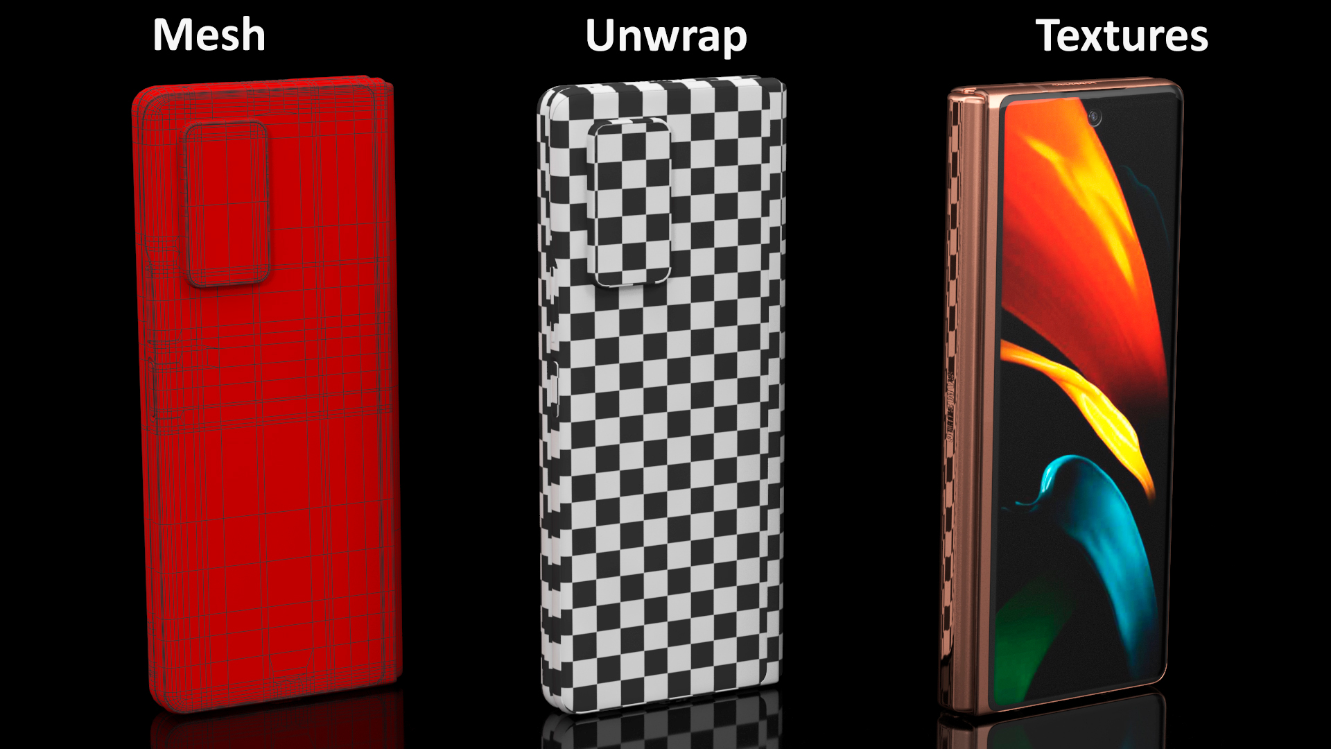 3D model Samsung Z Fold 2 Bronze Closed