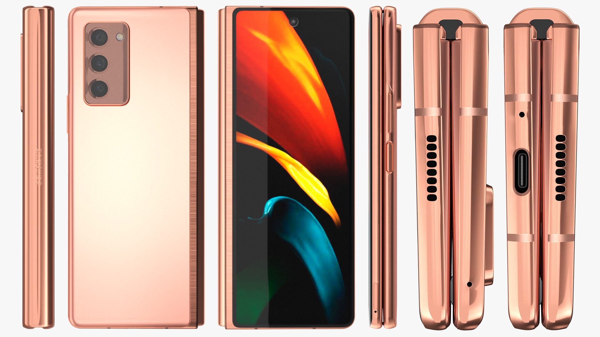 3D model Samsung Z Fold 2 Bronze Closed