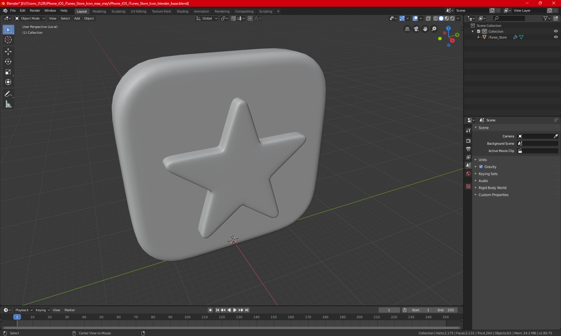 3D iPhone iOS iTunes Store Icon model