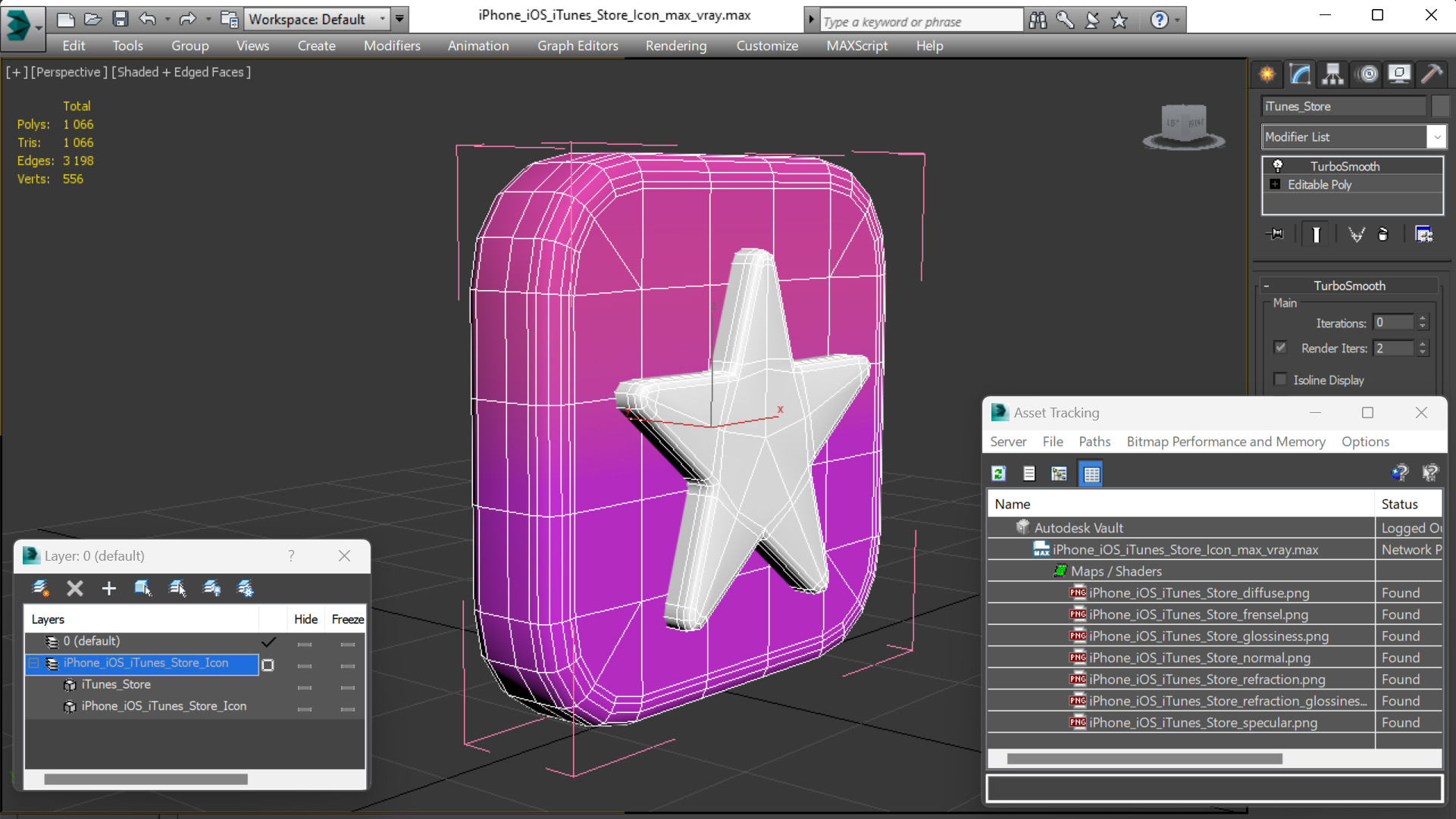 3D iPhone iOS iTunes Store Icon model