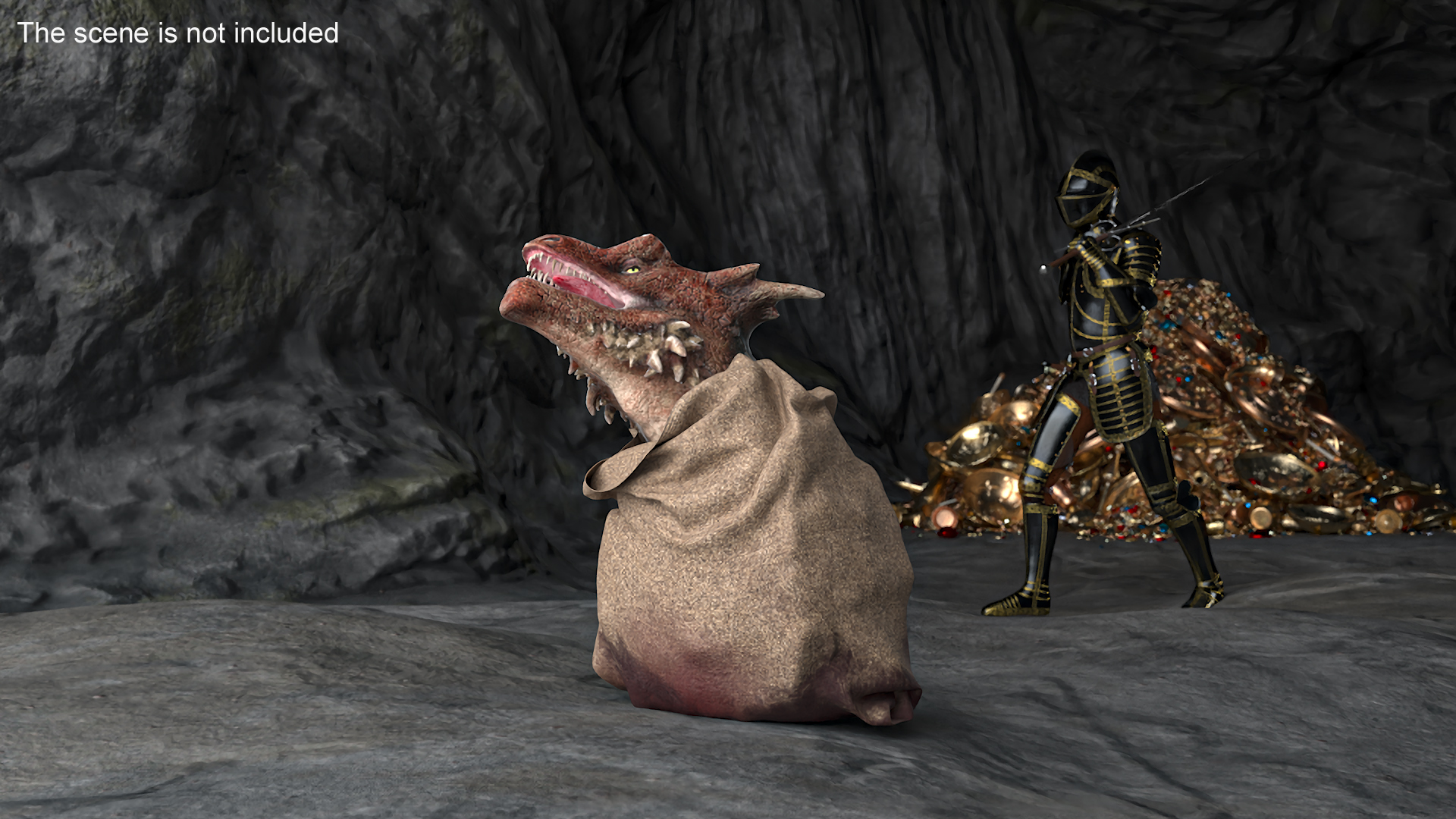 3D Dragon Head in Bag model