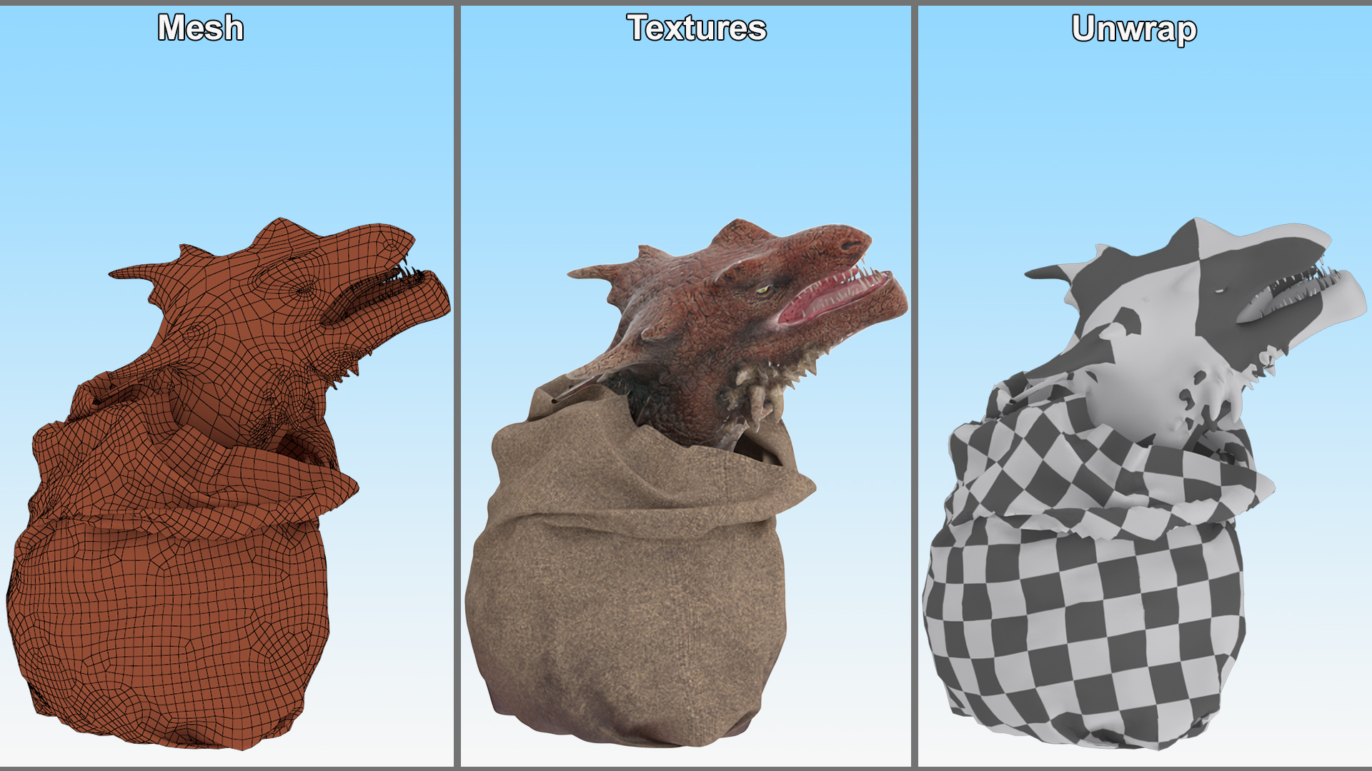3D Dragon Head in Bag model