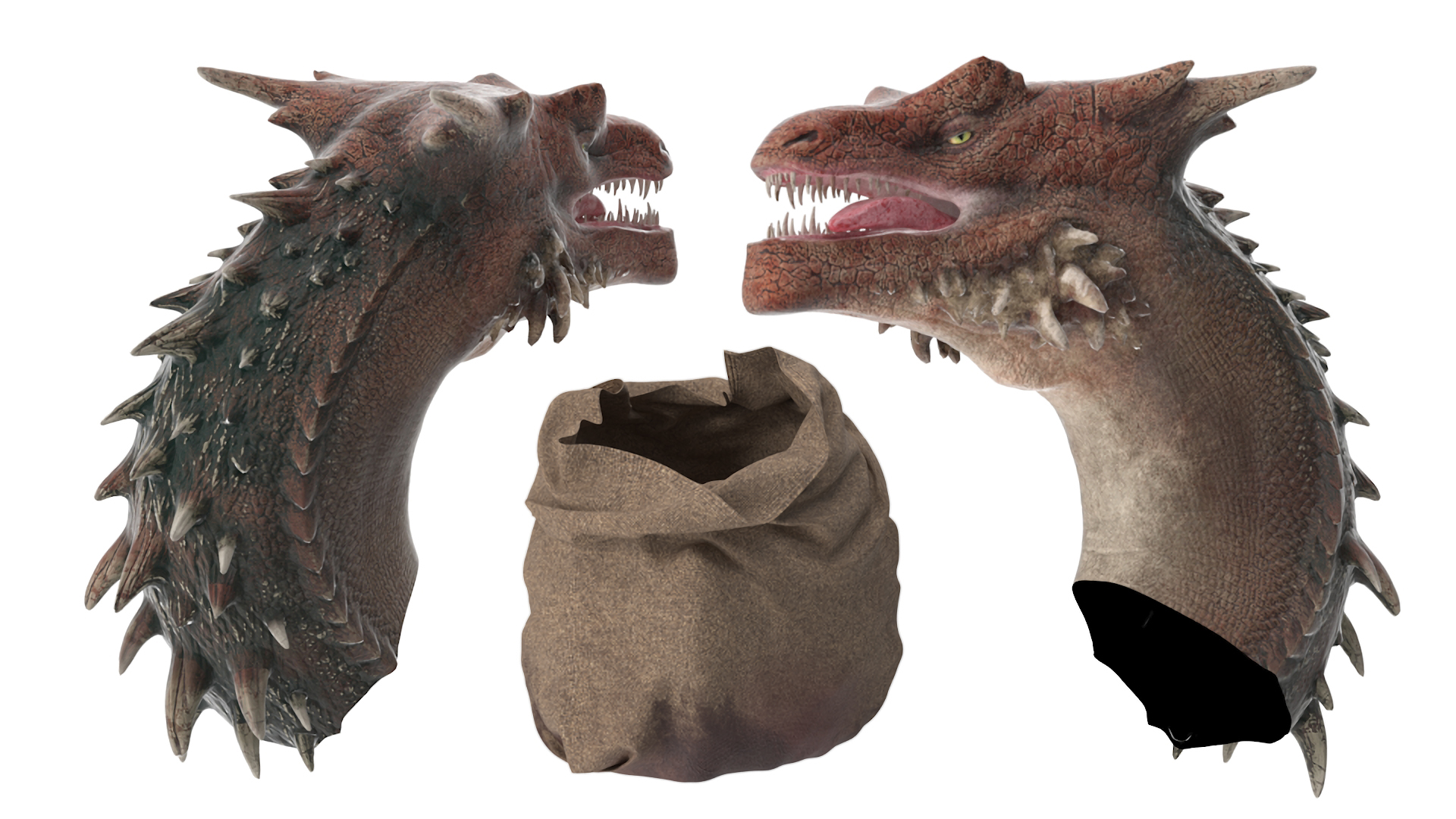 3D Dragon Head in Bag model