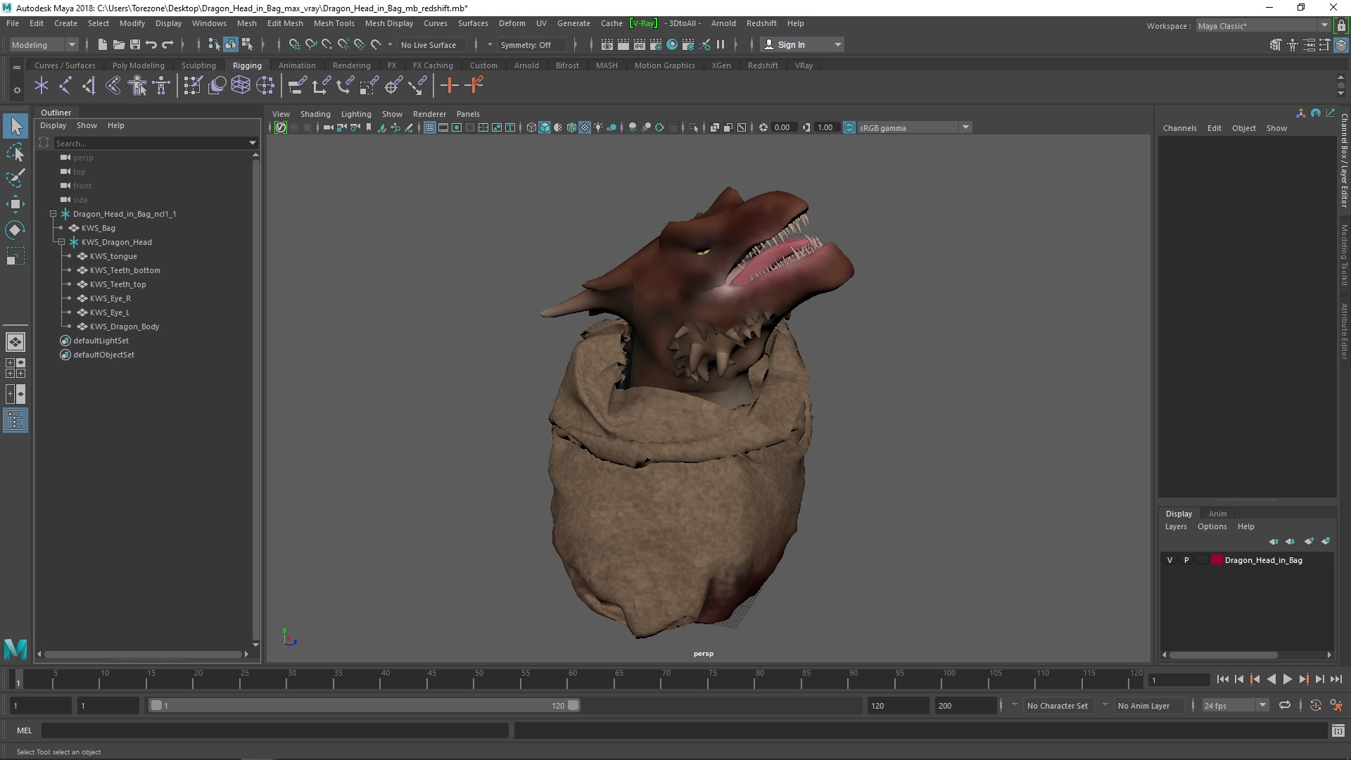 3D Dragon Head in Bag model