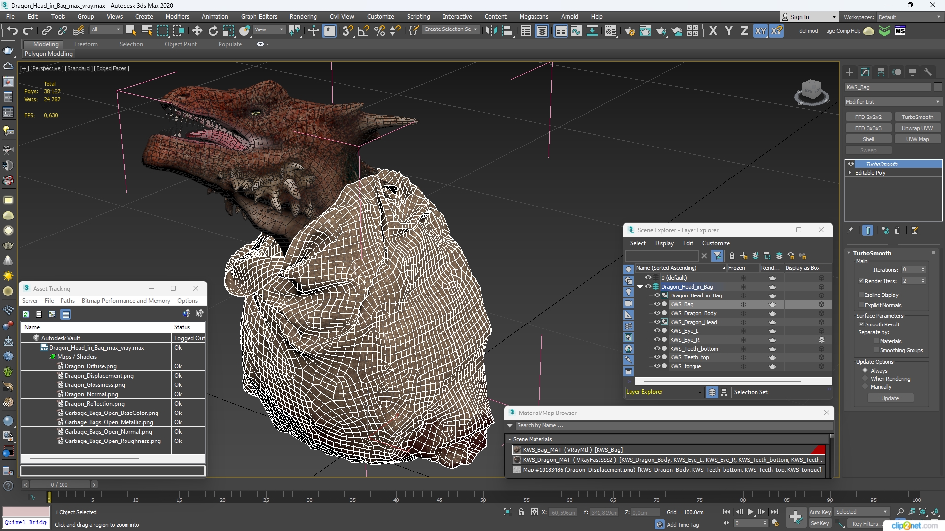 3D Dragon Head in Bag model