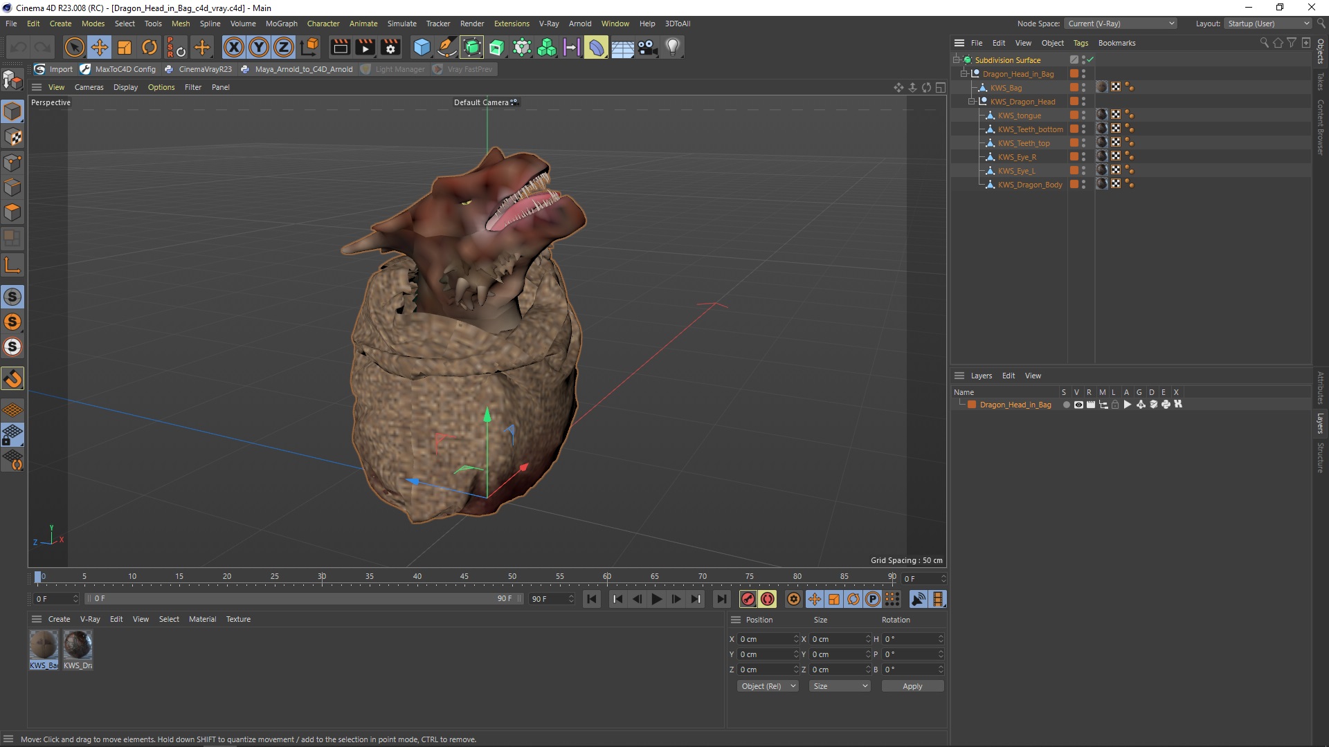 3D Dragon Head in Bag model