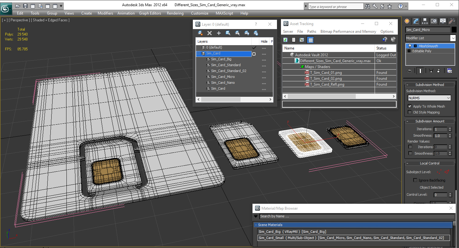 3D Different Sizes Sim Cards Generic model