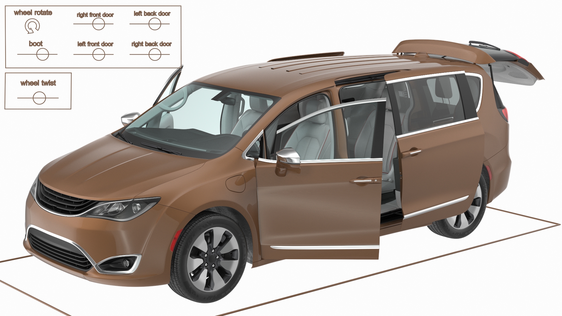 3D Family Minivan Rigged