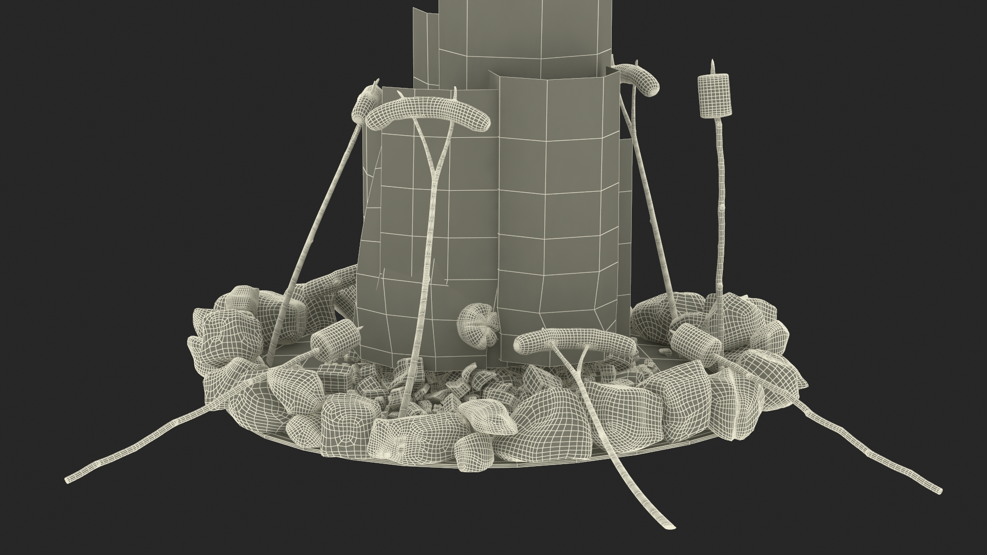 3D Grilled Sausages on Campfire model