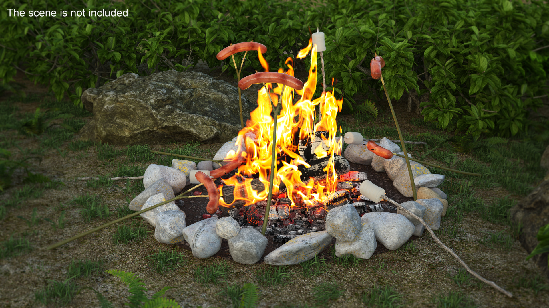 3D Grilled Sausages on Campfire model