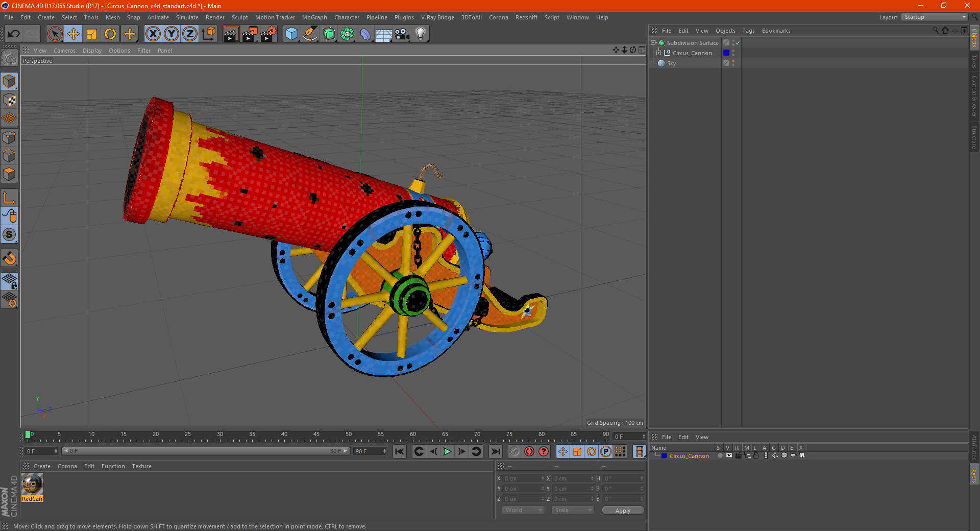 3D Circus Cannon model