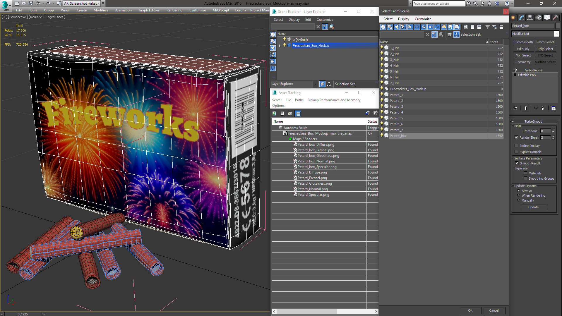 3D Firecrackers Box Mockup model