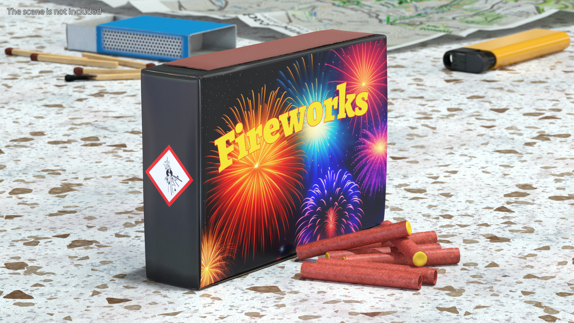 3D Firecrackers Box Mockup model