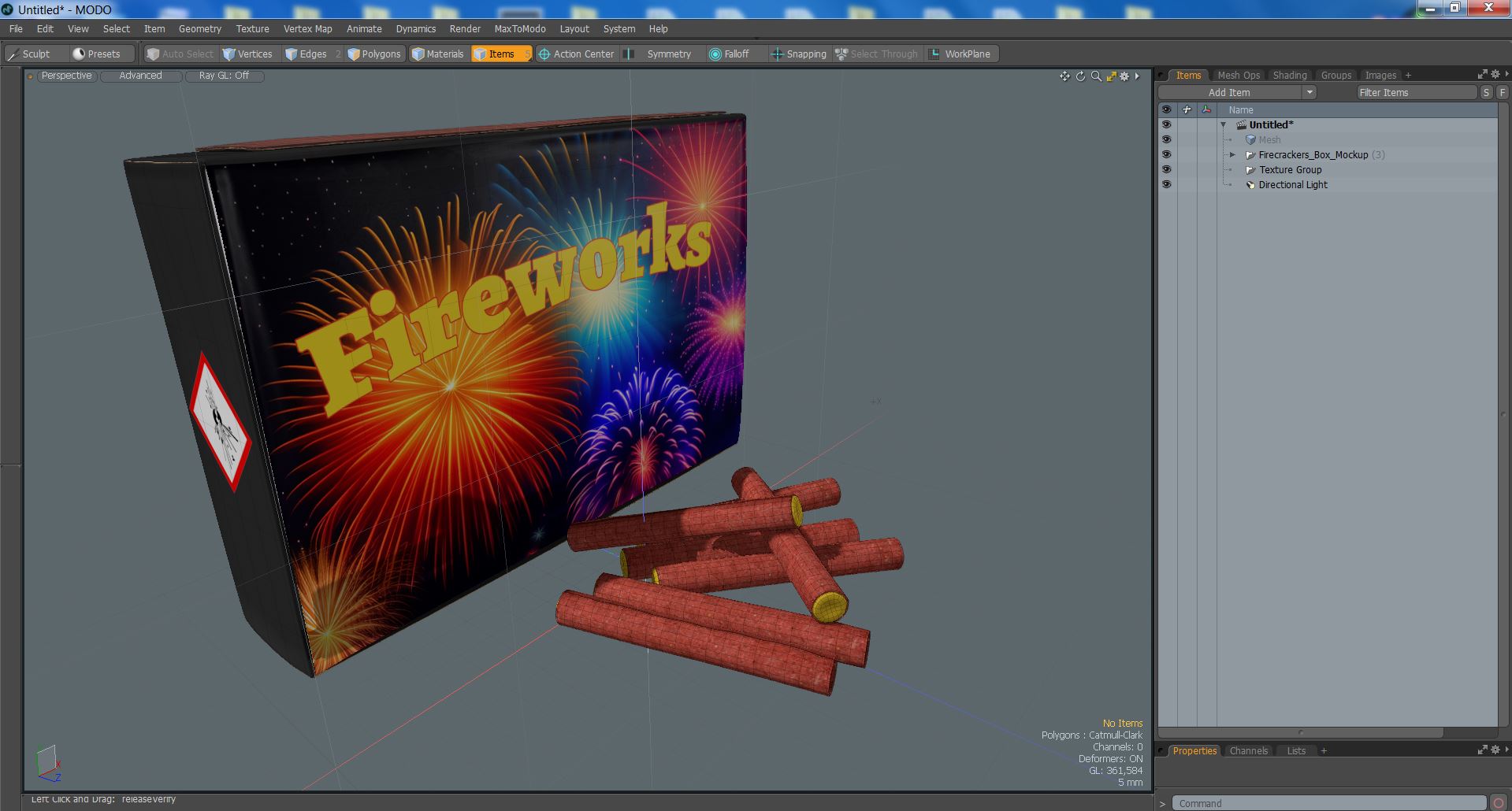 3D Firecrackers Box Mockup model