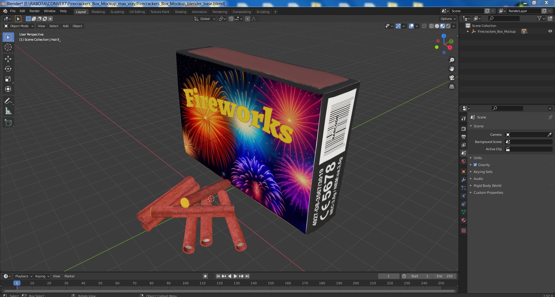 3D Firecrackers Box Mockup model