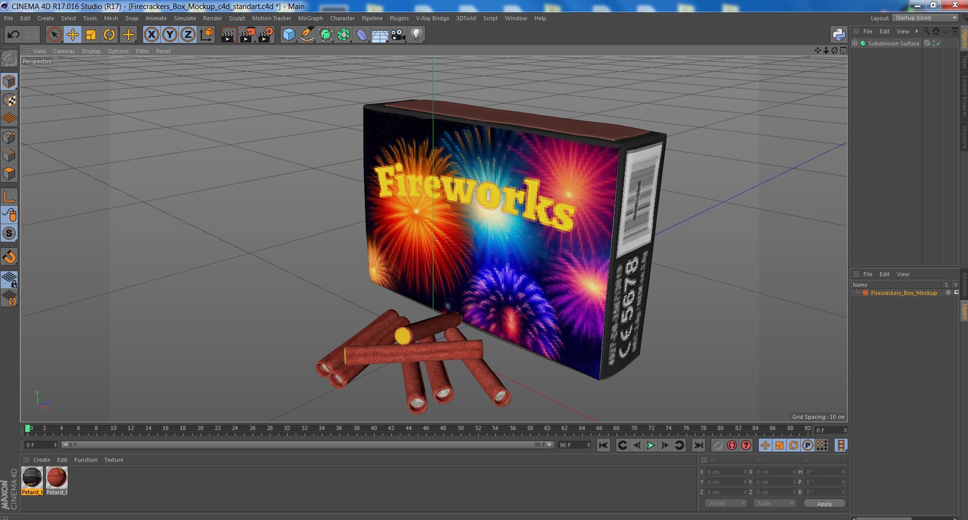 3D Firecrackers Box Mockup model