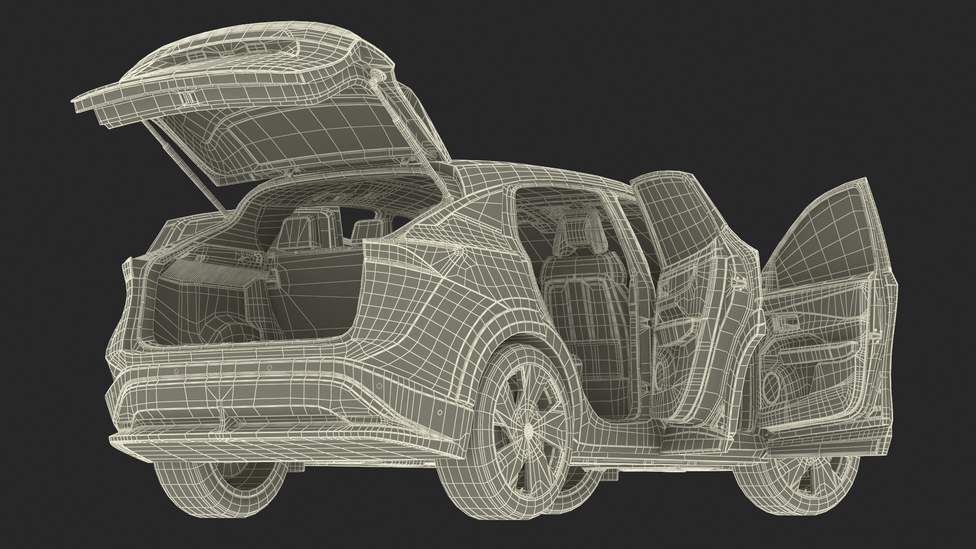 3D Modern Electric SUV Black Rigged for Maya