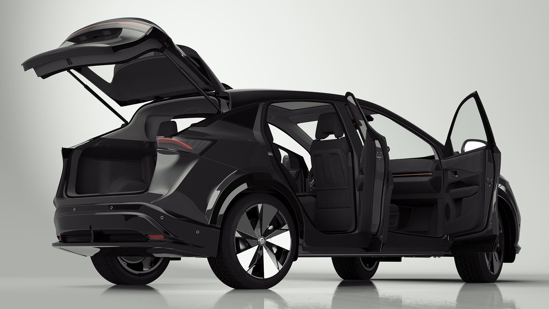 3D Modern Electric SUV Black Rigged for Maya