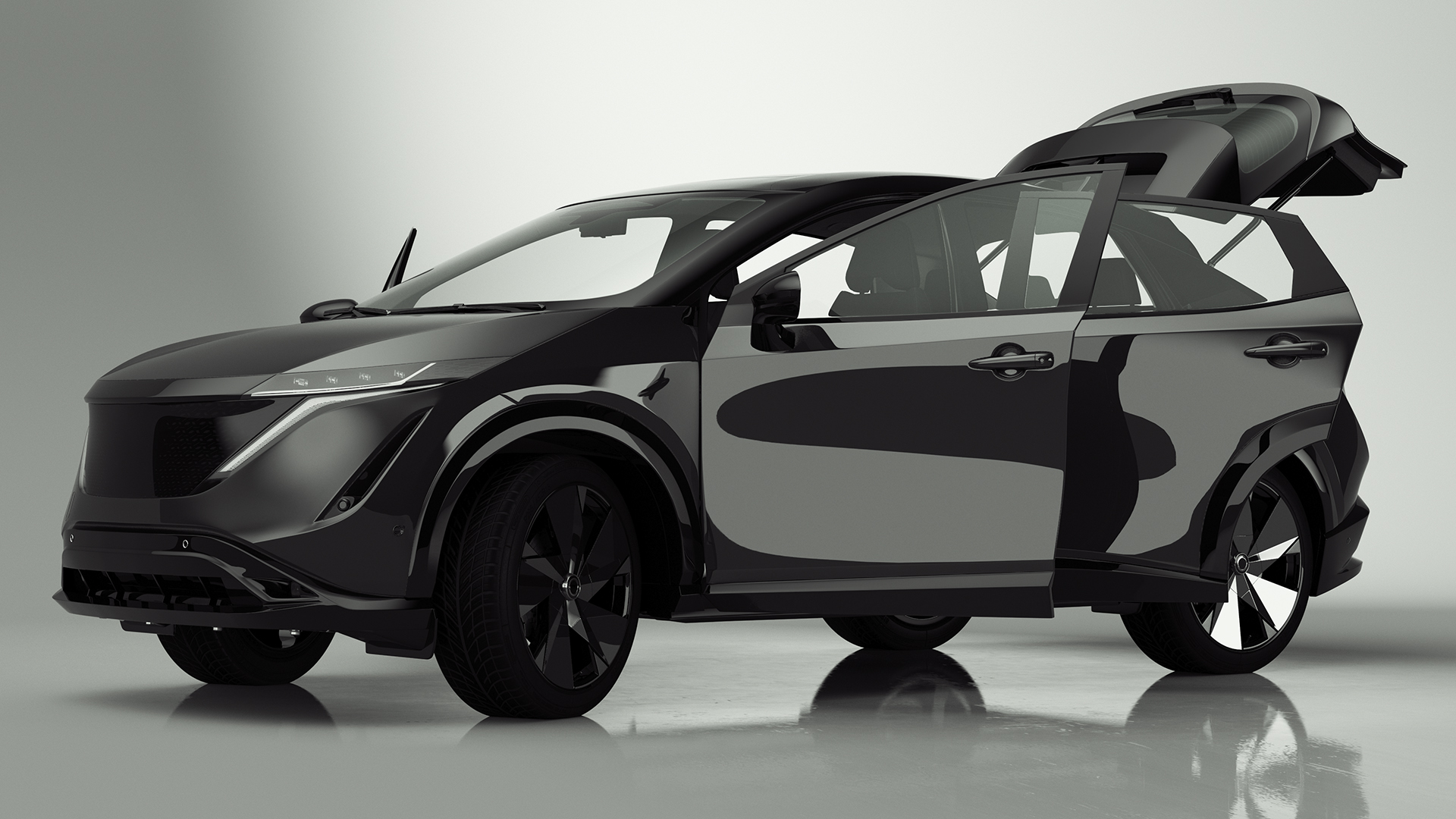 3D Modern Electric SUV Black Rigged for Maya