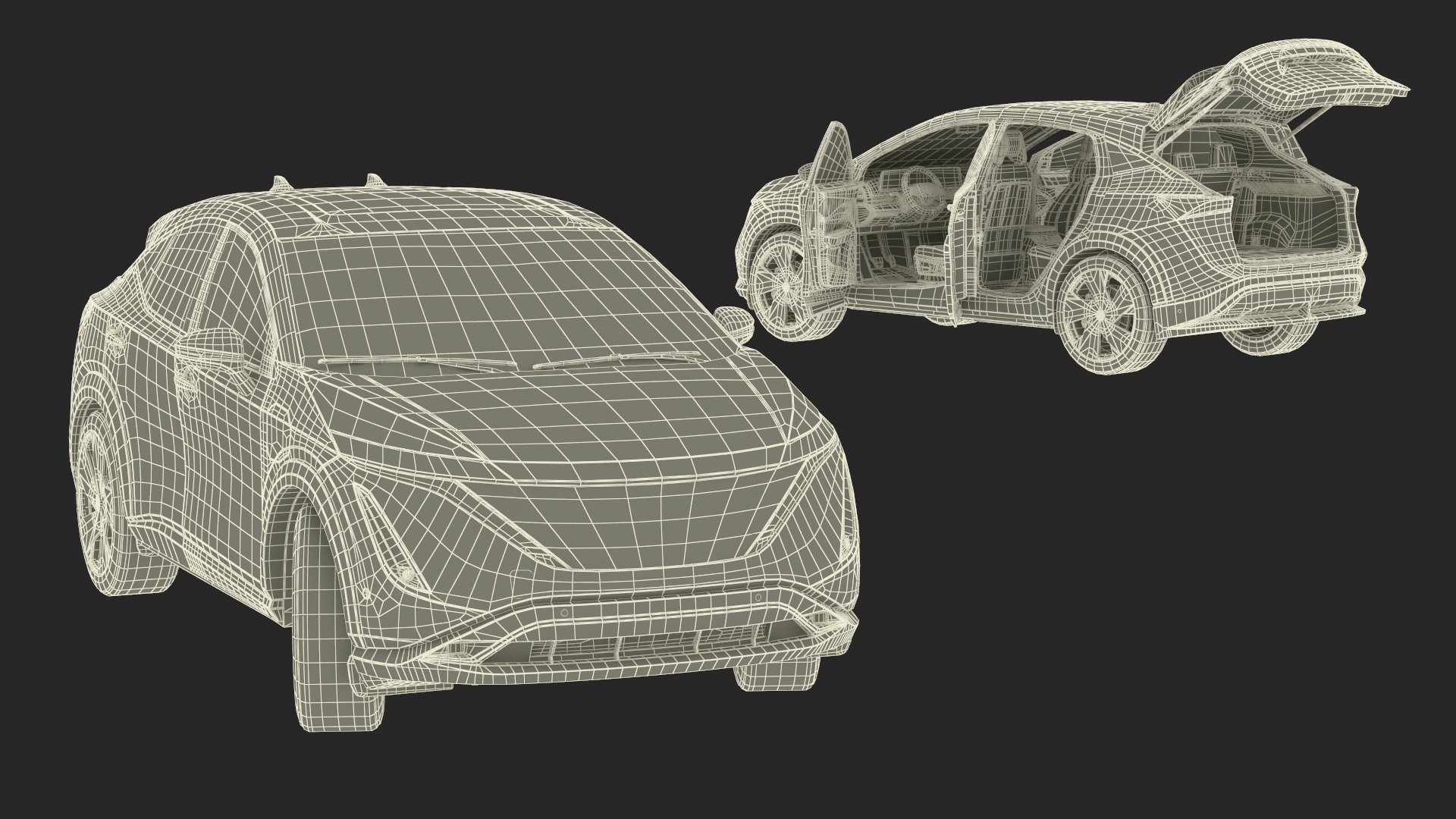 3D Modern Electric SUV Black Rigged for Maya