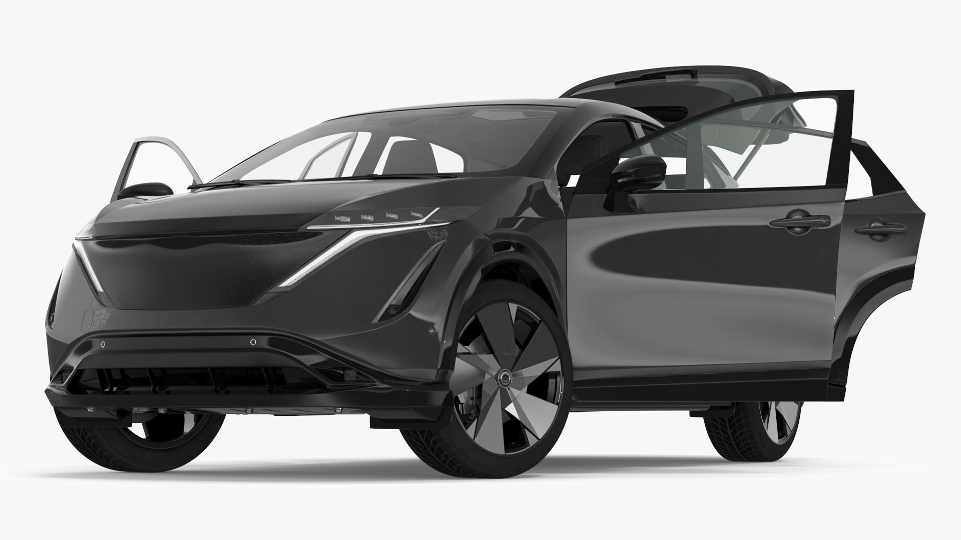 3D Modern Electric SUV Black Rigged for Maya