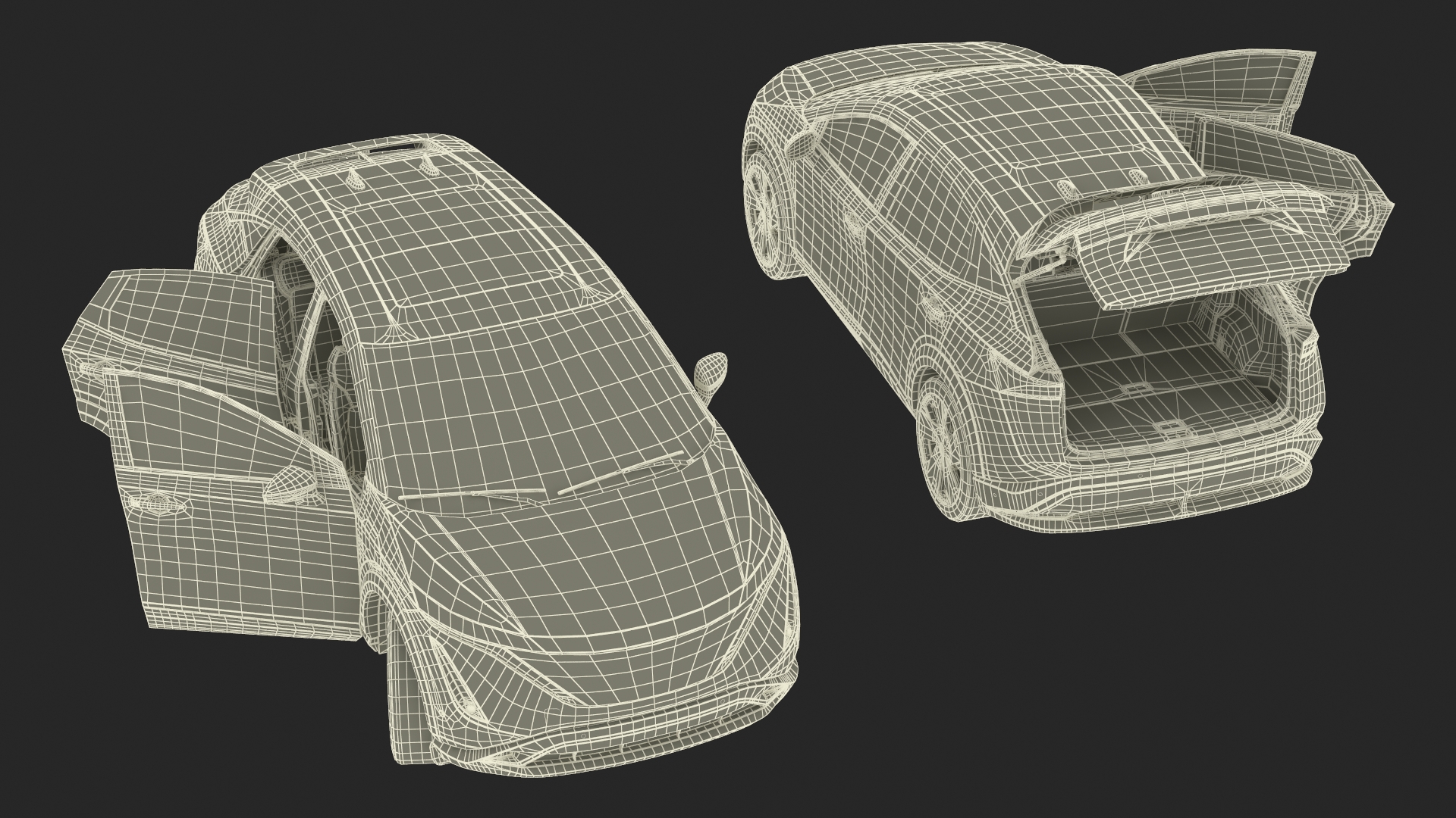 3D Modern Electric SUV Black Rigged for Maya