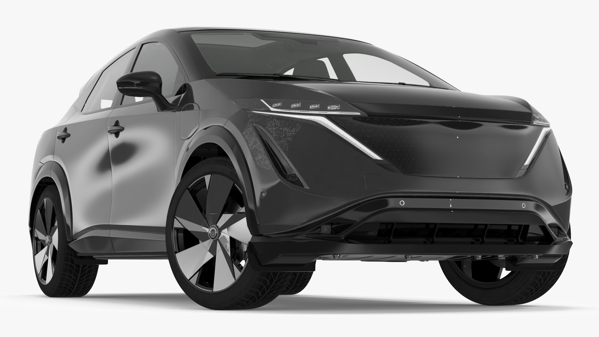 3D Modern Electric SUV Black Rigged for Maya