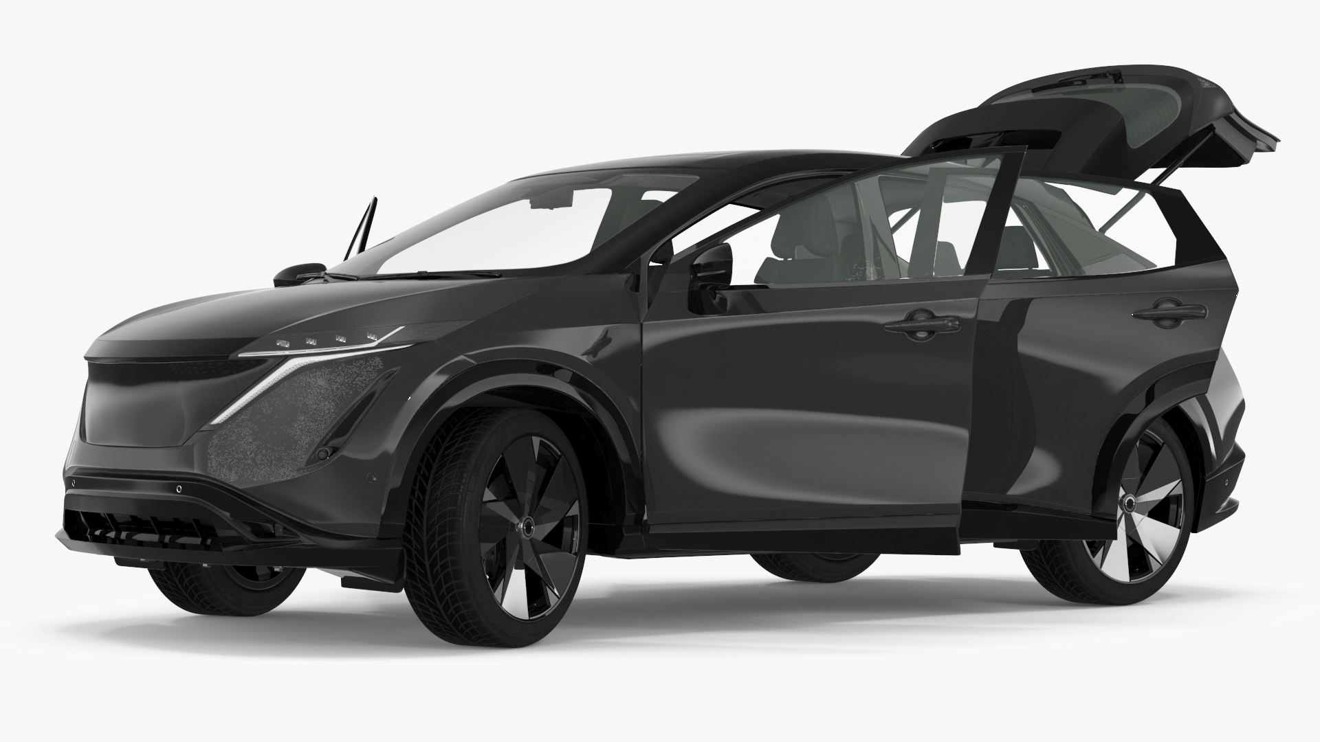 3D Modern Electric SUV Black Rigged for Maya