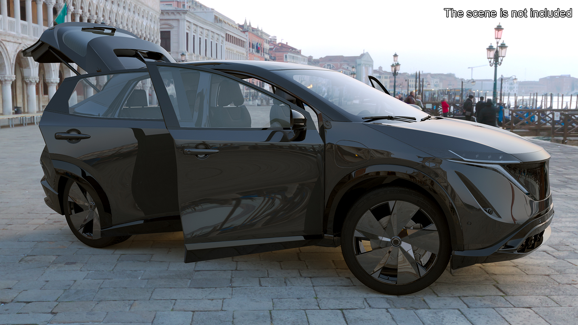 3D Modern Electric SUV Black Rigged for Maya