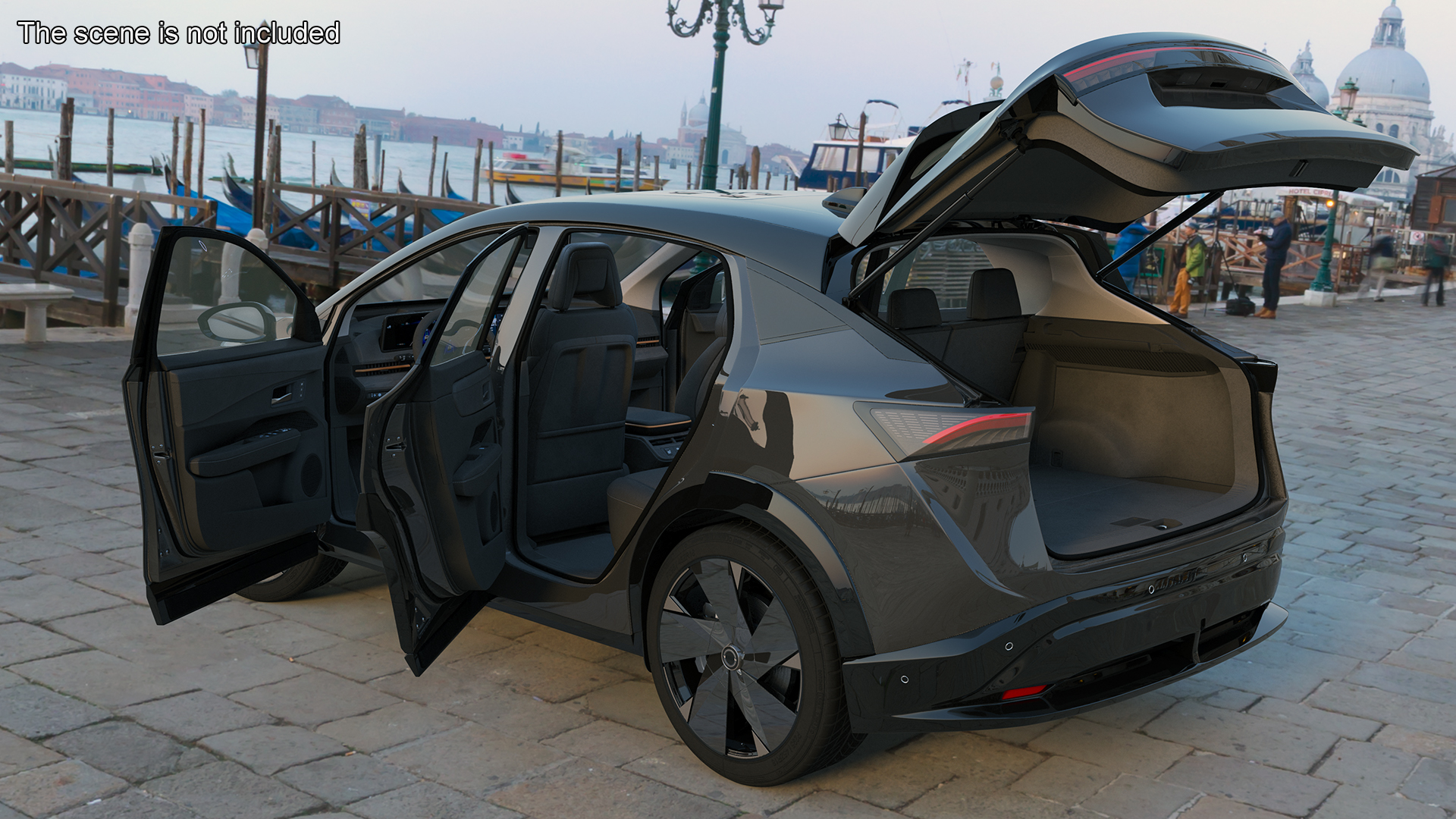 3D Modern Electric SUV Black Rigged for Maya
