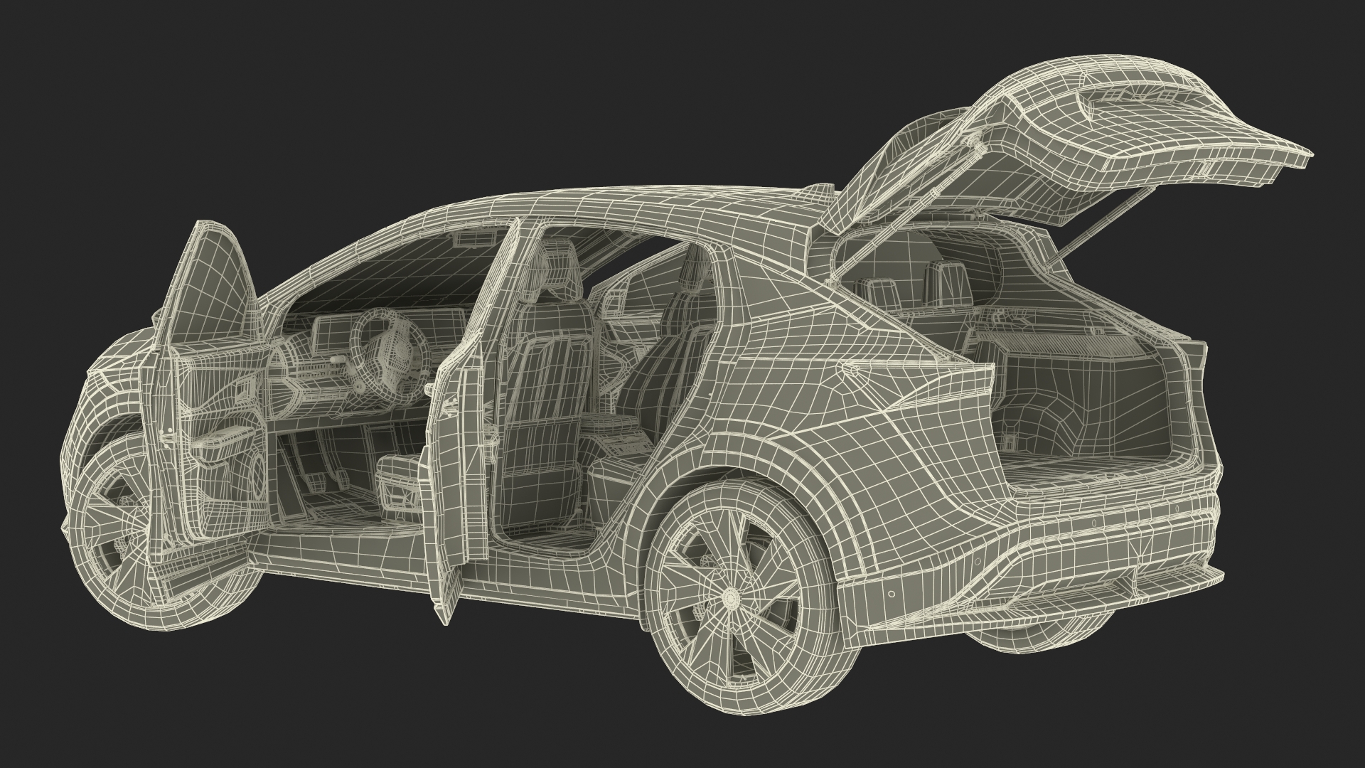 3D Modern Electric SUV Black Rigged for Maya