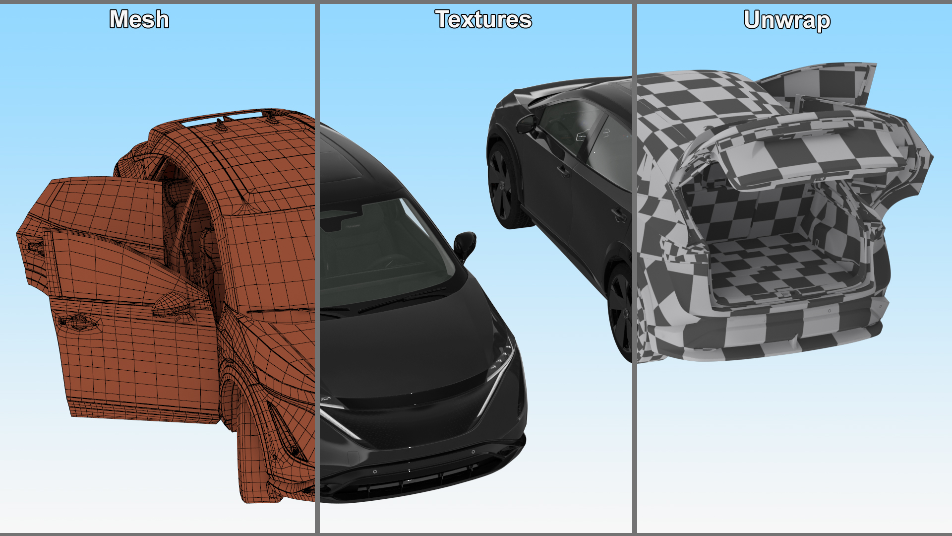 3D Modern Electric SUV Black Rigged for Maya