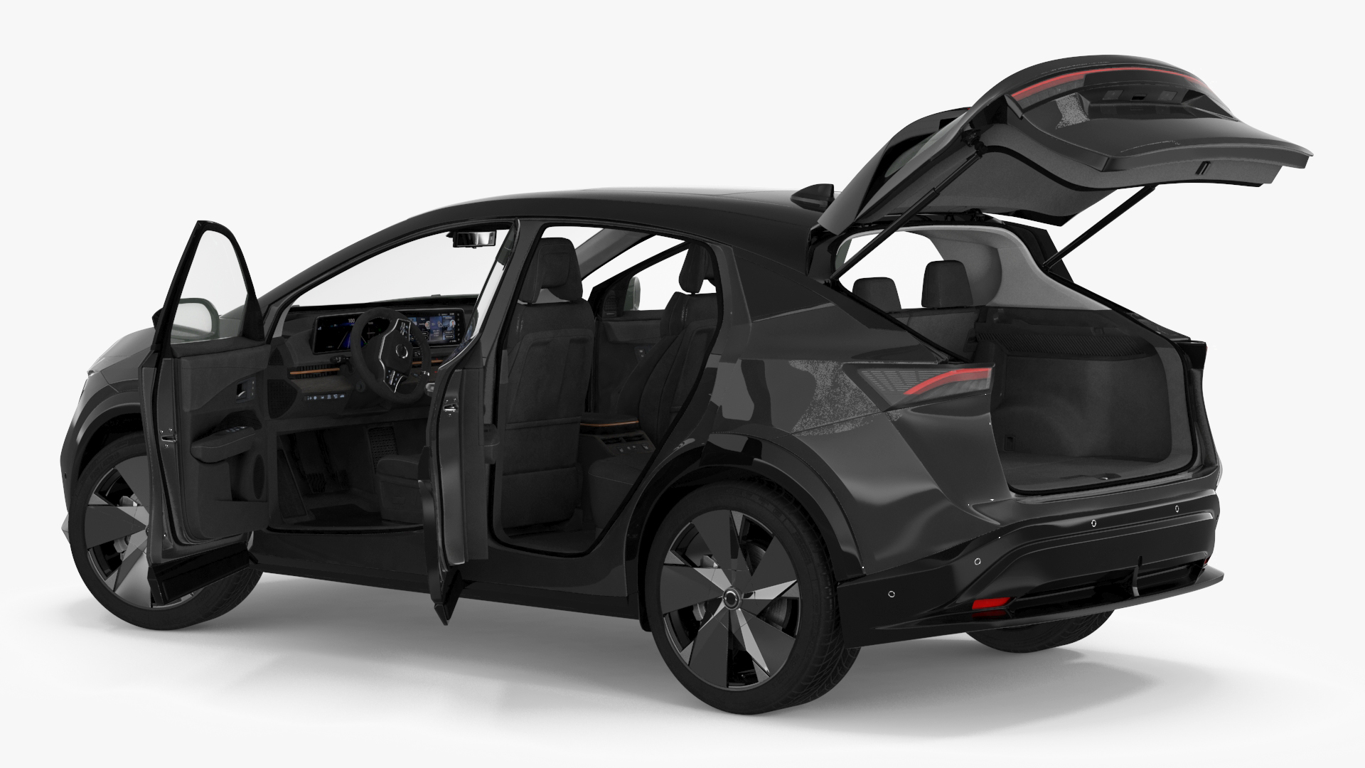 3D Modern Electric SUV Black Rigged for Maya