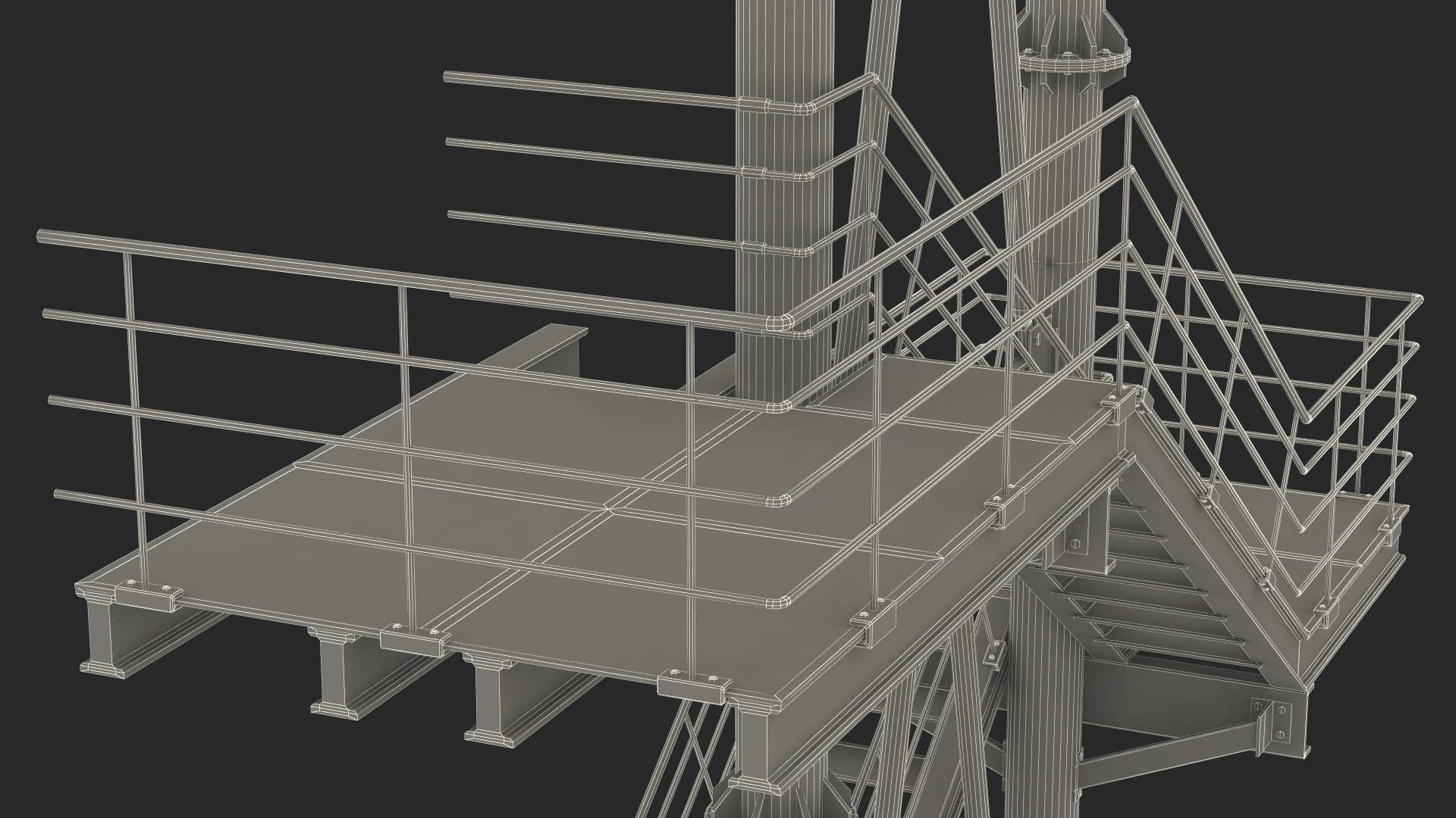 3D Modular Fire Escape Red model