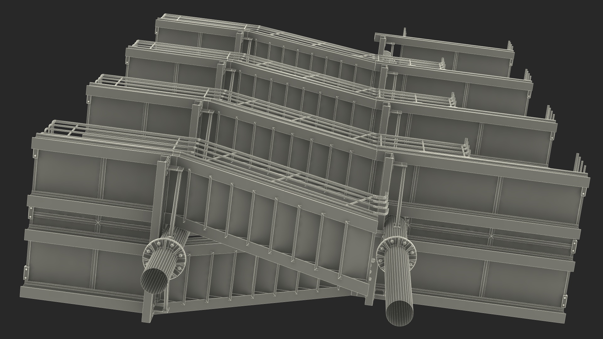 3D Modular Fire Escape Red model