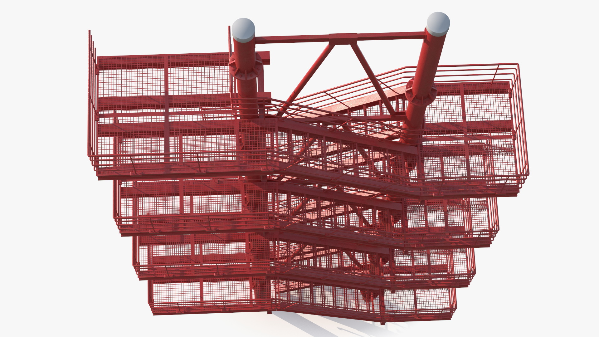 3D Modular Fire Escape Red model