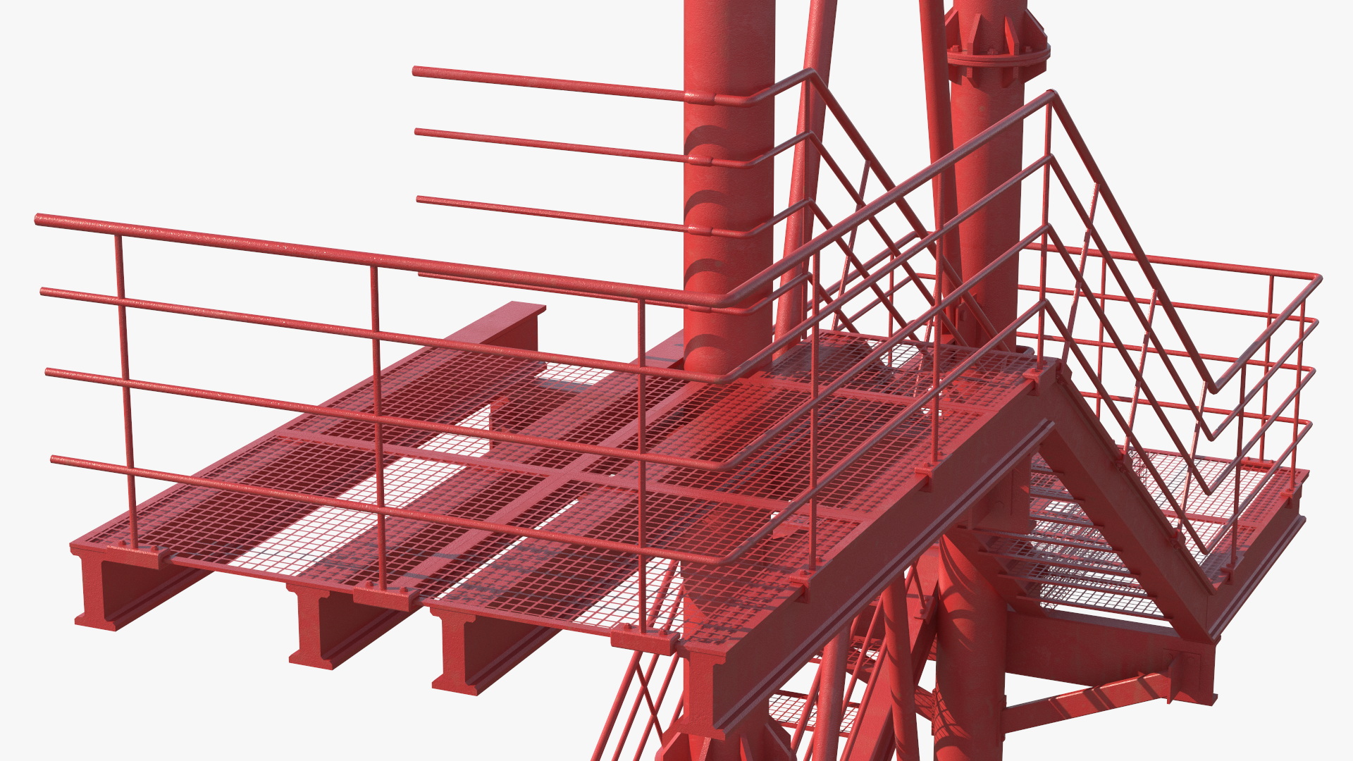 3D Modular Fire Escape Red model