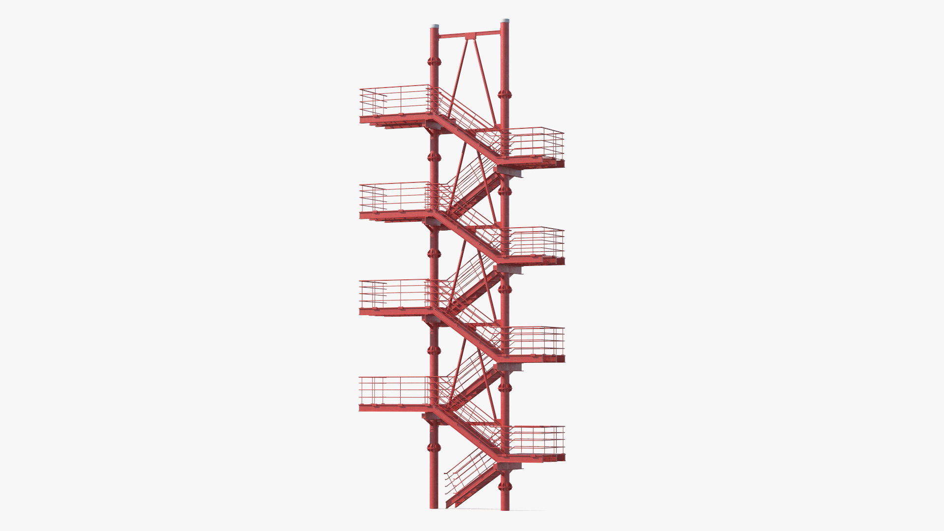 3D Modular Fire Escape Red model