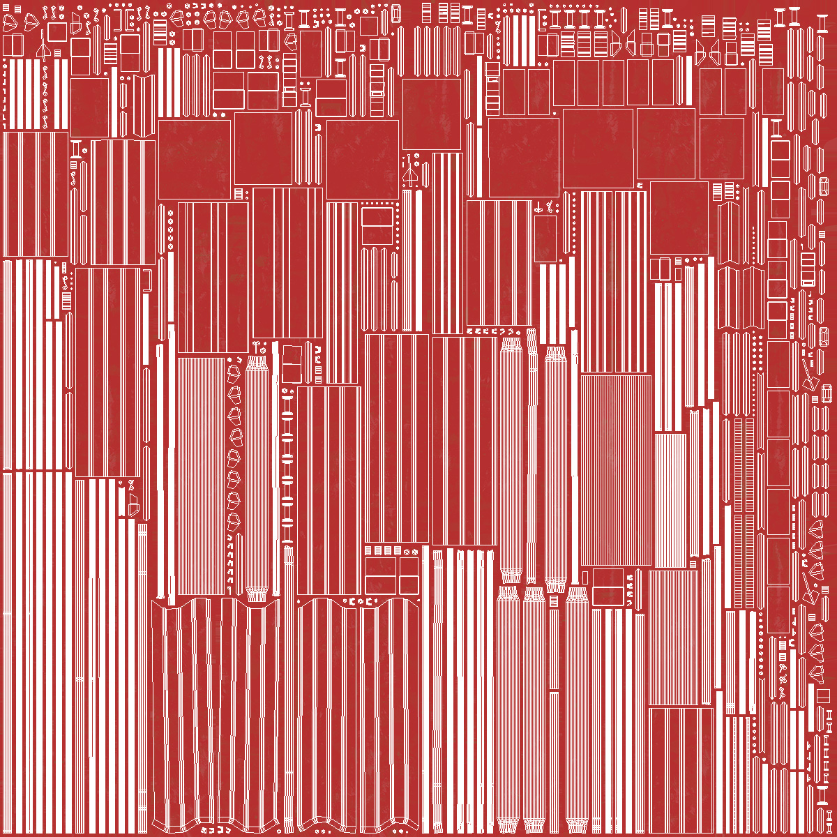3D Modular Fire Escape Red model