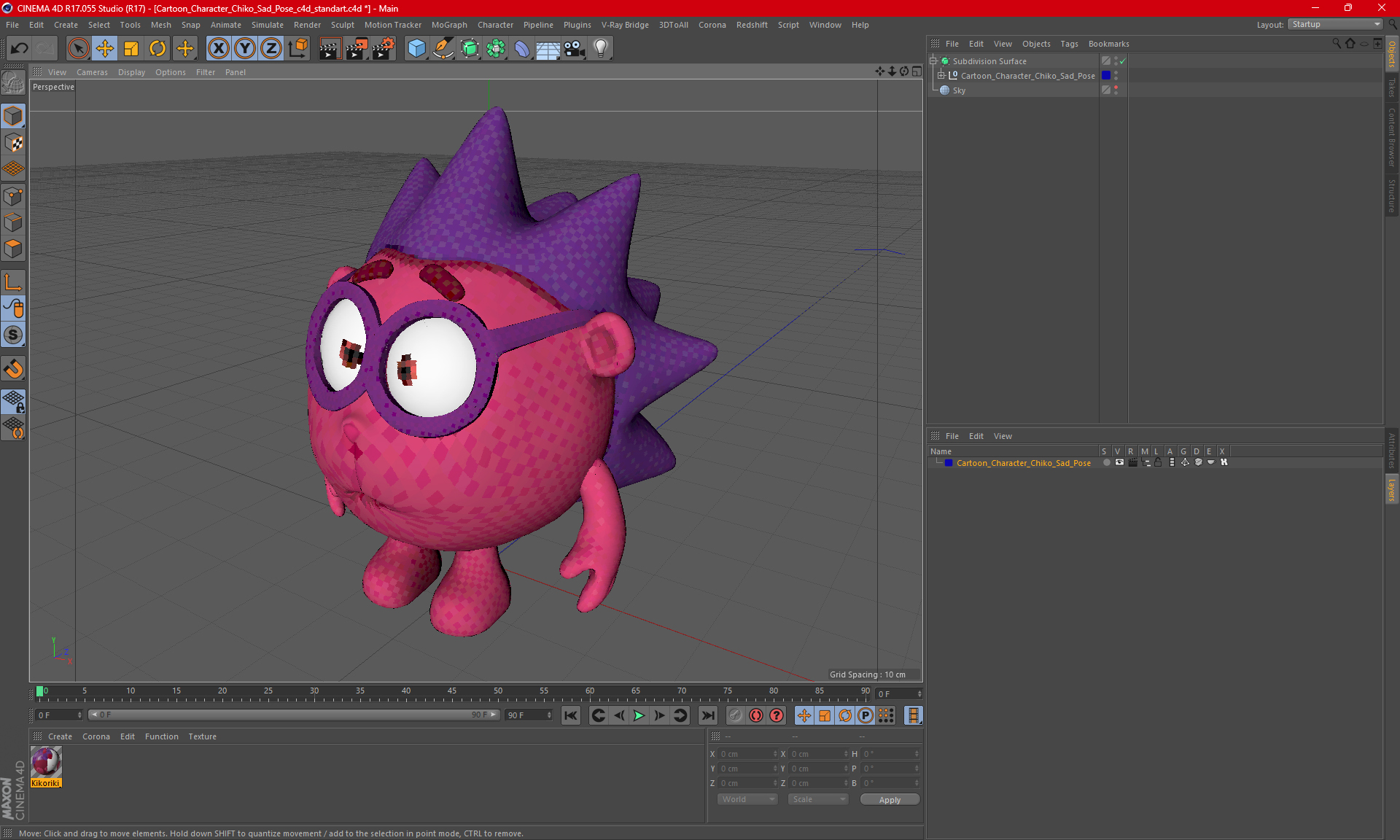 Cartoon Character Chiko Sad Pose 3D