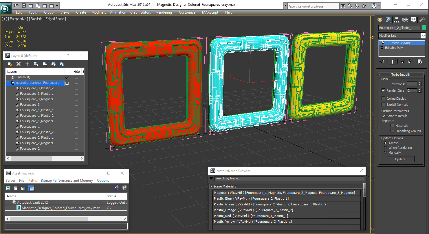 3D Magnetic Designer Colored Rectangles