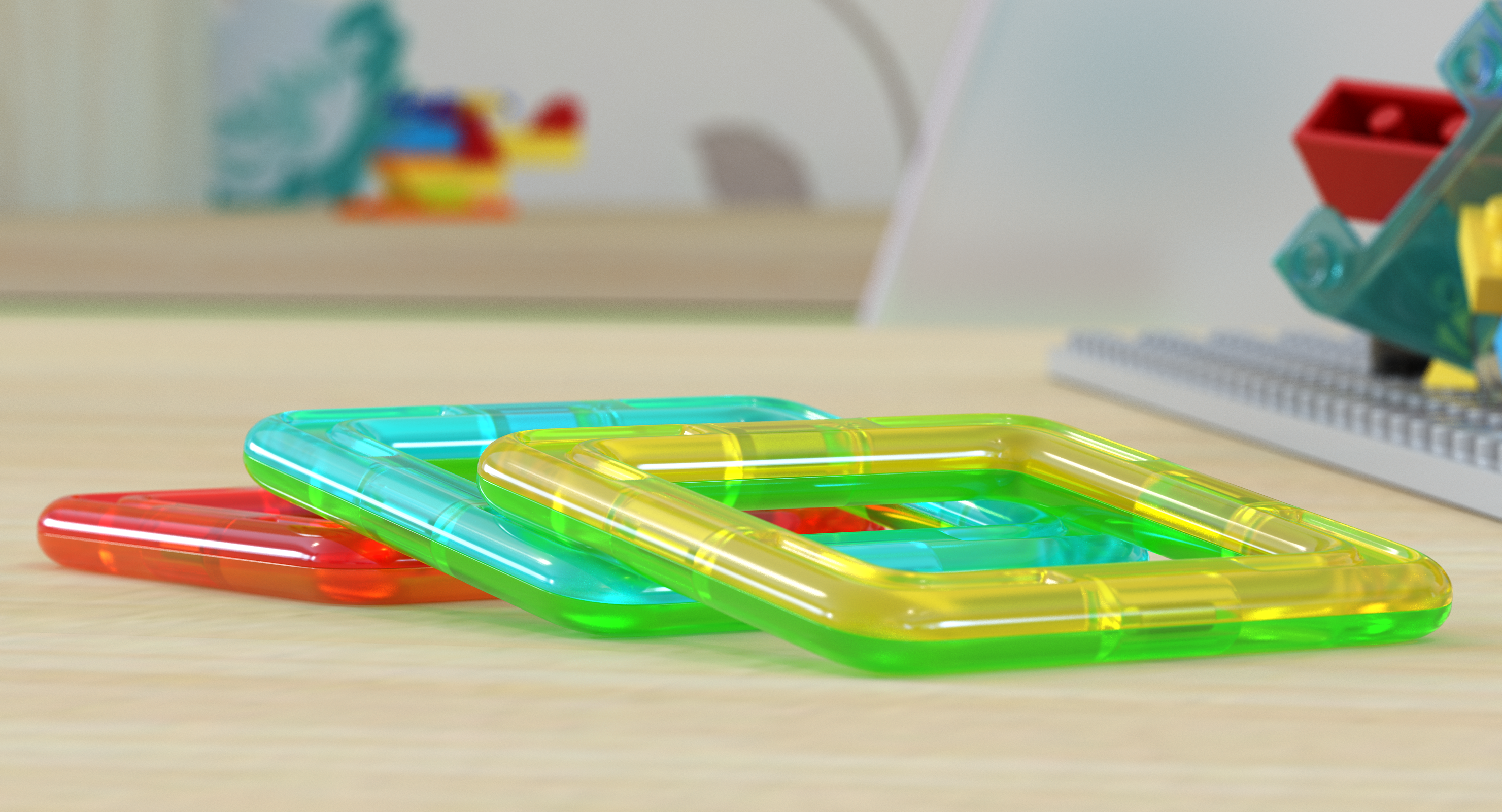 Magnetic Designer Colored Rectangles 3D Model, view 3