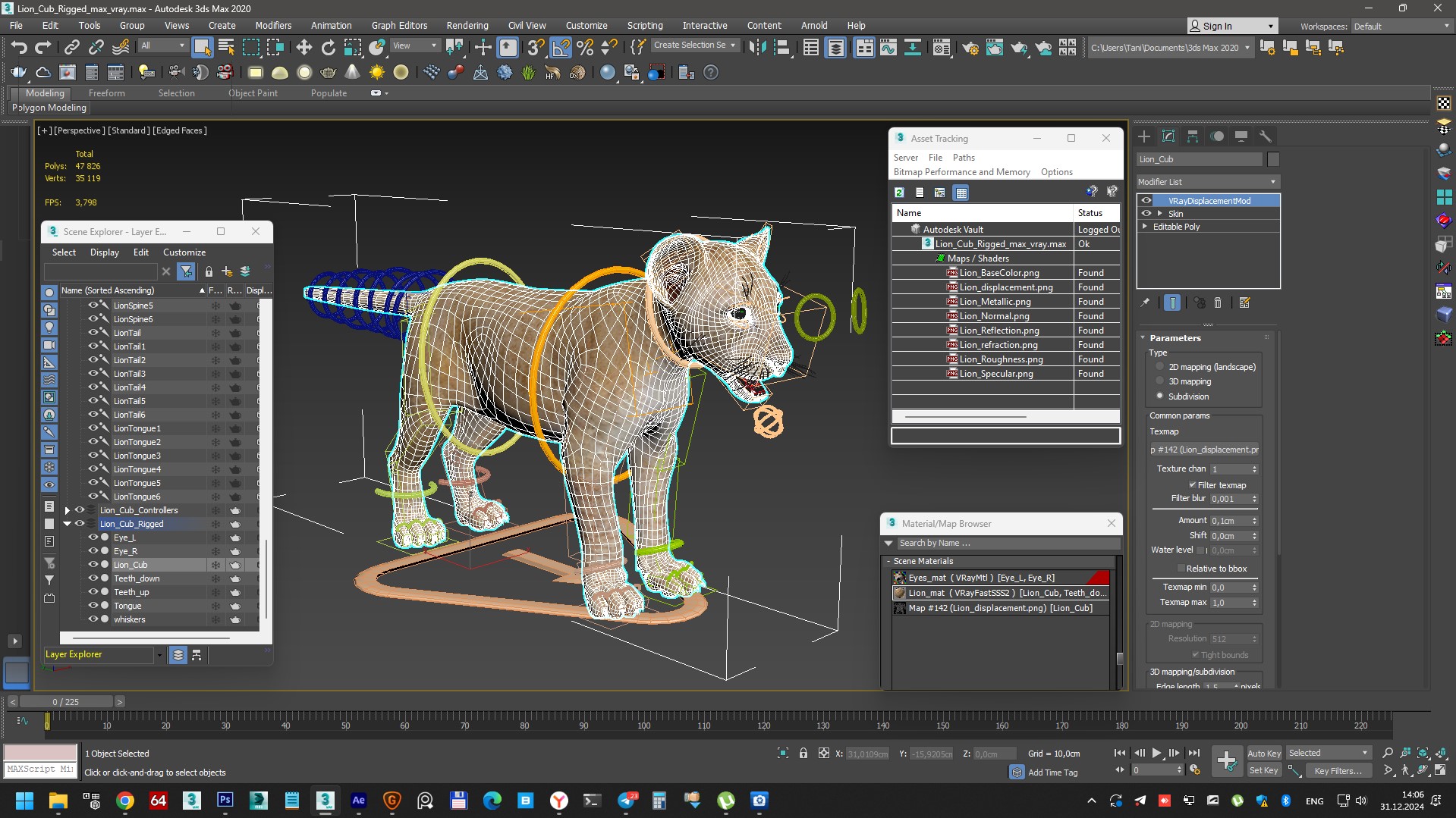 3D model Lion Cub Rigged