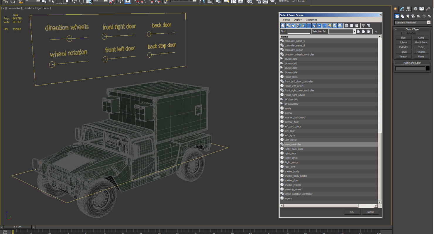3D Shelter Carrier MSE Car HMMWV m1037 Rigged Green model