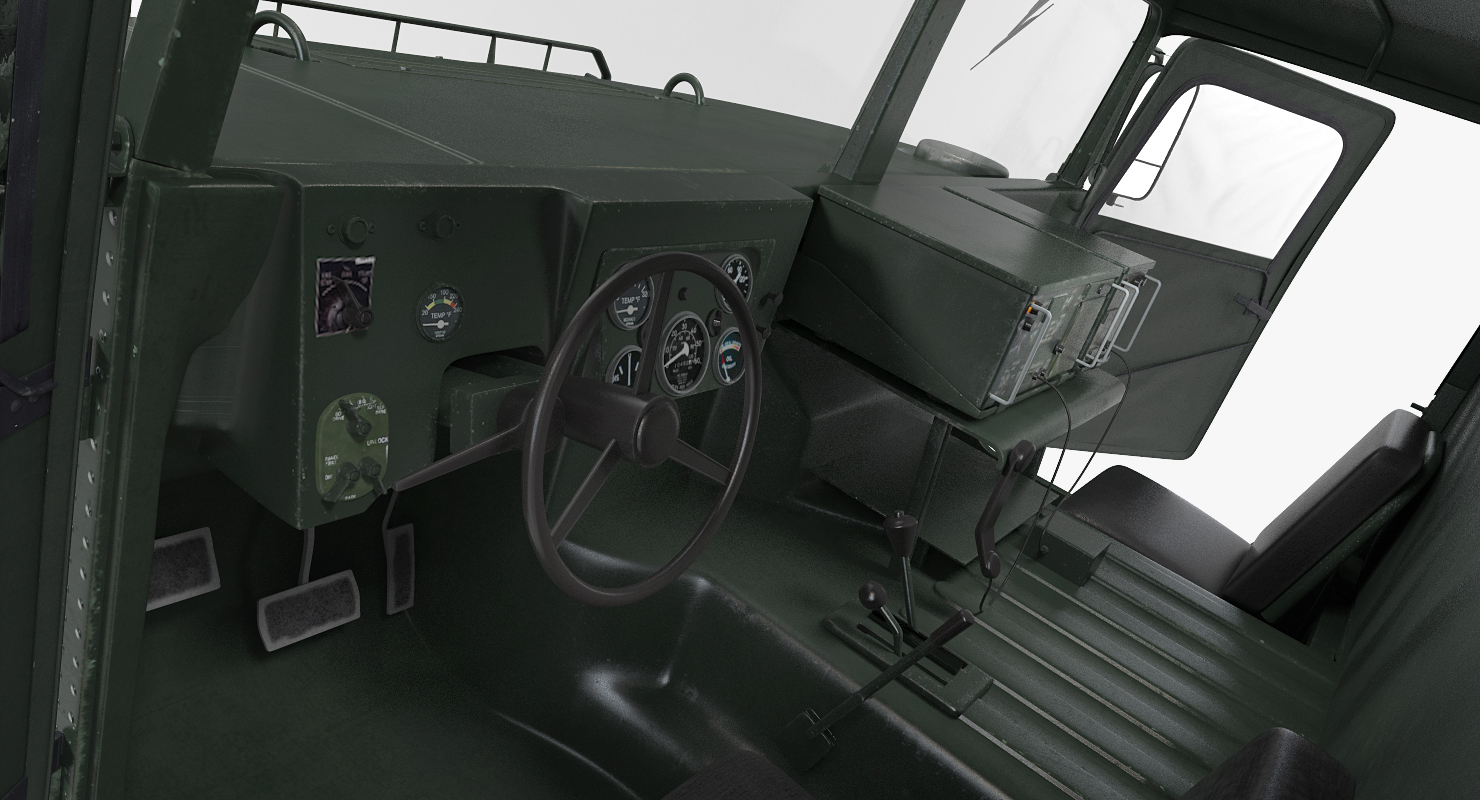 3D Shelter Carrier MSE Car HMMWV m1037 Rigged Green model