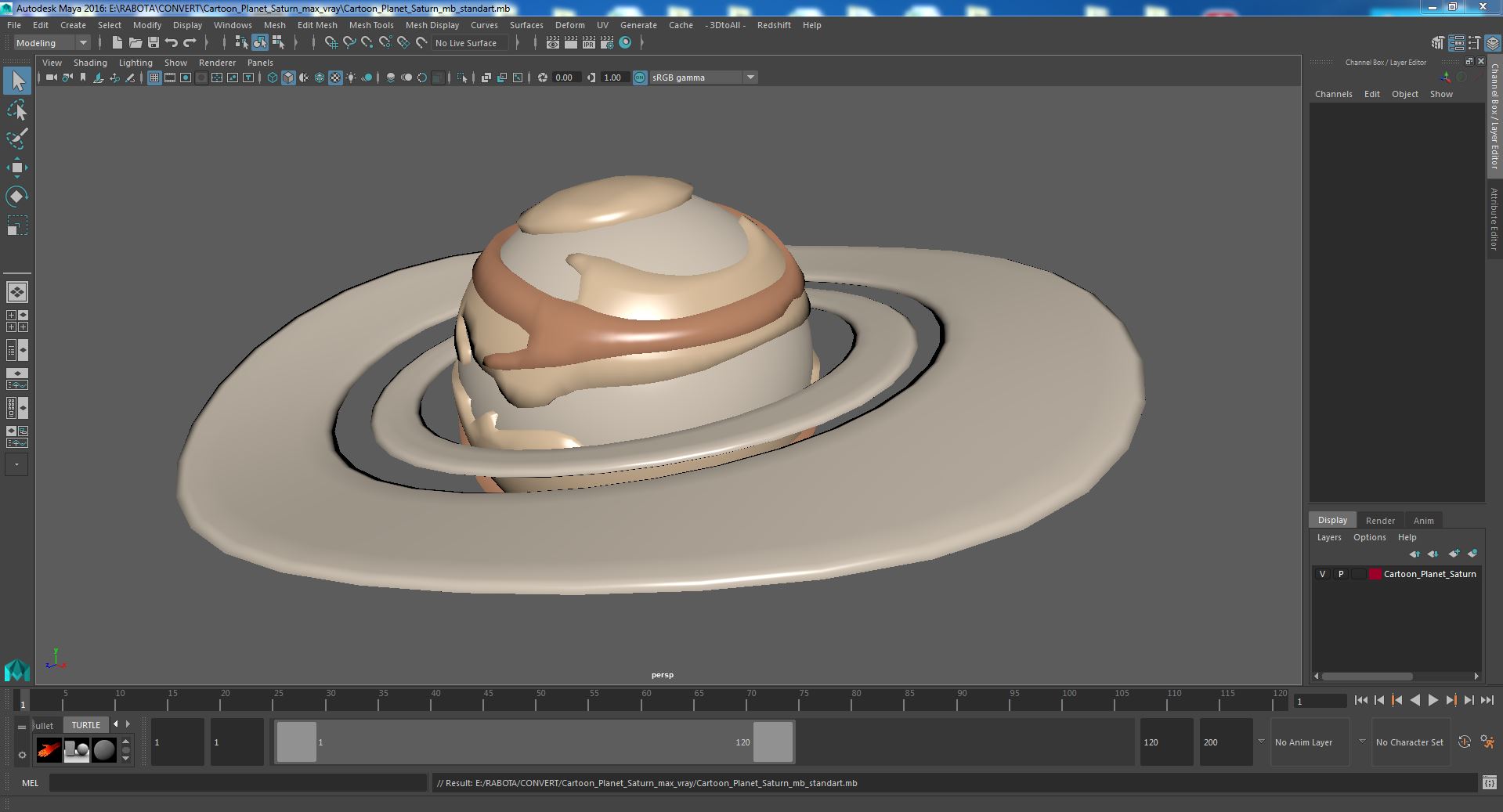 3D Cartoon Planet Saturn