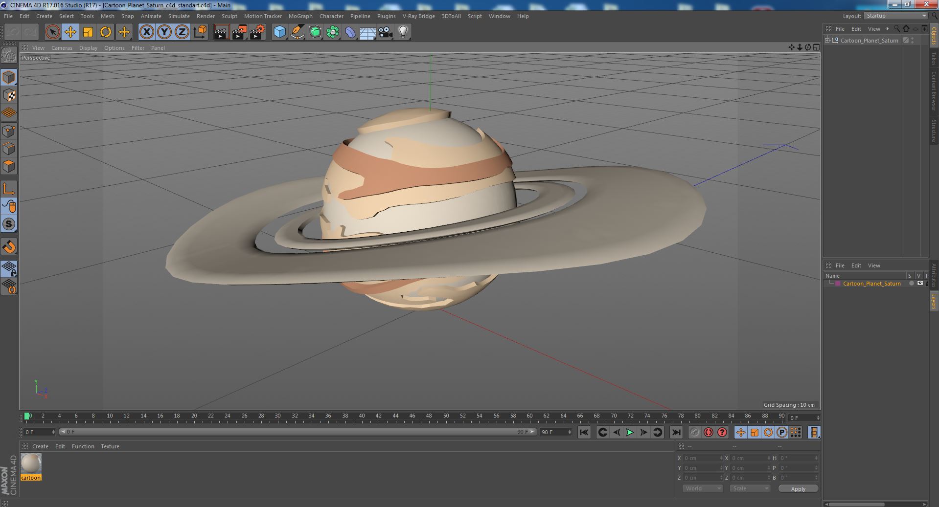 3D Cartoon Planet Saturn