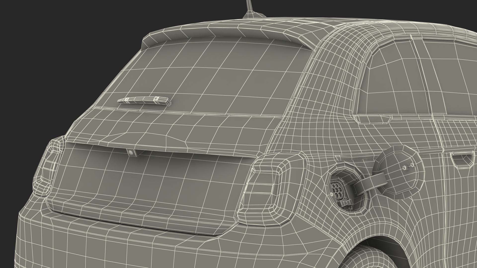 3D EV Compact Car Rigged
